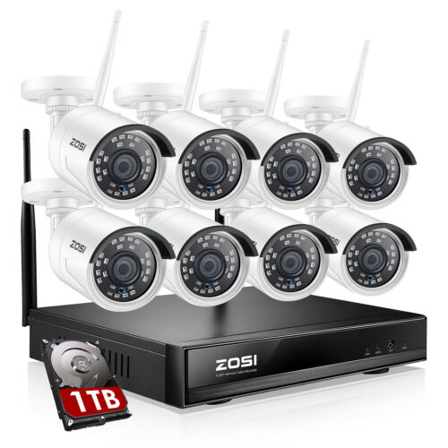 Zosi H.265+ 8ch 1080p Wireless Security Camera System Wifi Nvr 1tb Outdoor Kit