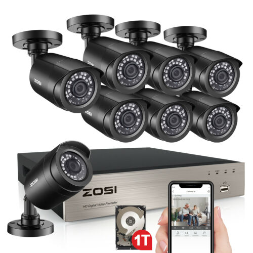 Zosi 5mp Lite 8ch Dvr 1080p Outdoor Security Camera System With Hard Drive 1tb