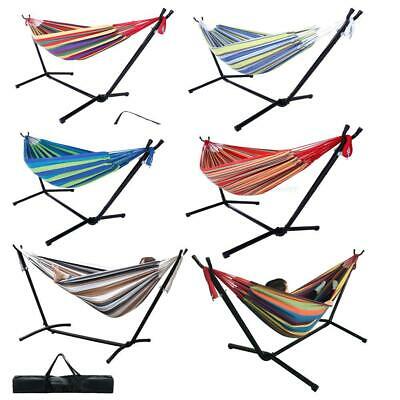 New Double Hammock With Space Saving Steel Stand Includes Carrying Case 450lbs