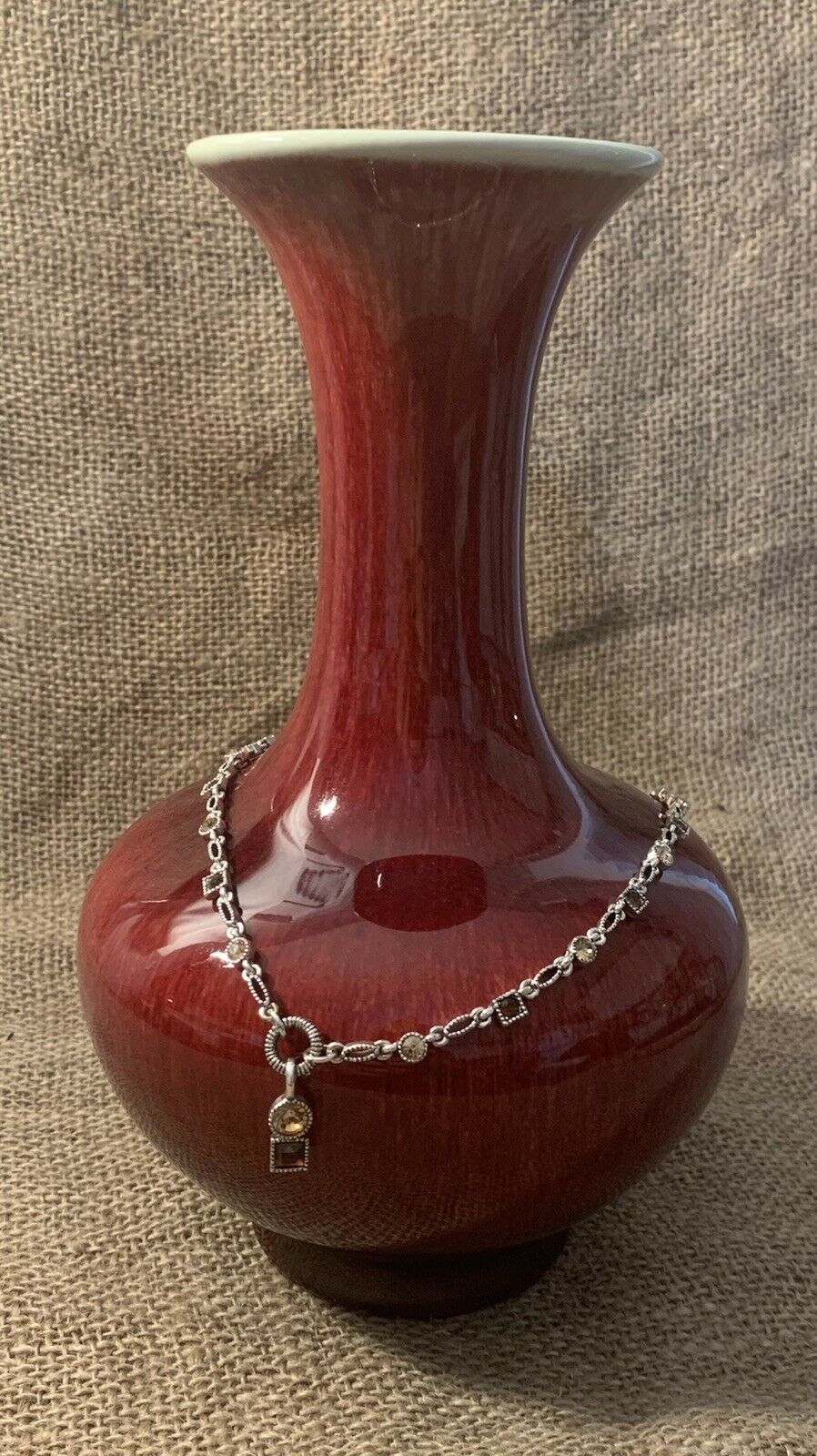 Exquisite Vintage Catalina Pottery Oxblood Vase-9 1/2”-necklace Not Included