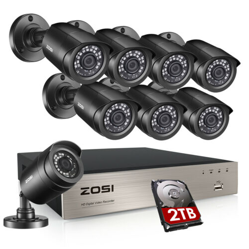 Zosi 5mp Lite Hdmi 8ch Dvr 1080p H.265+ Cctv Security Camera System 1tb Outdoor