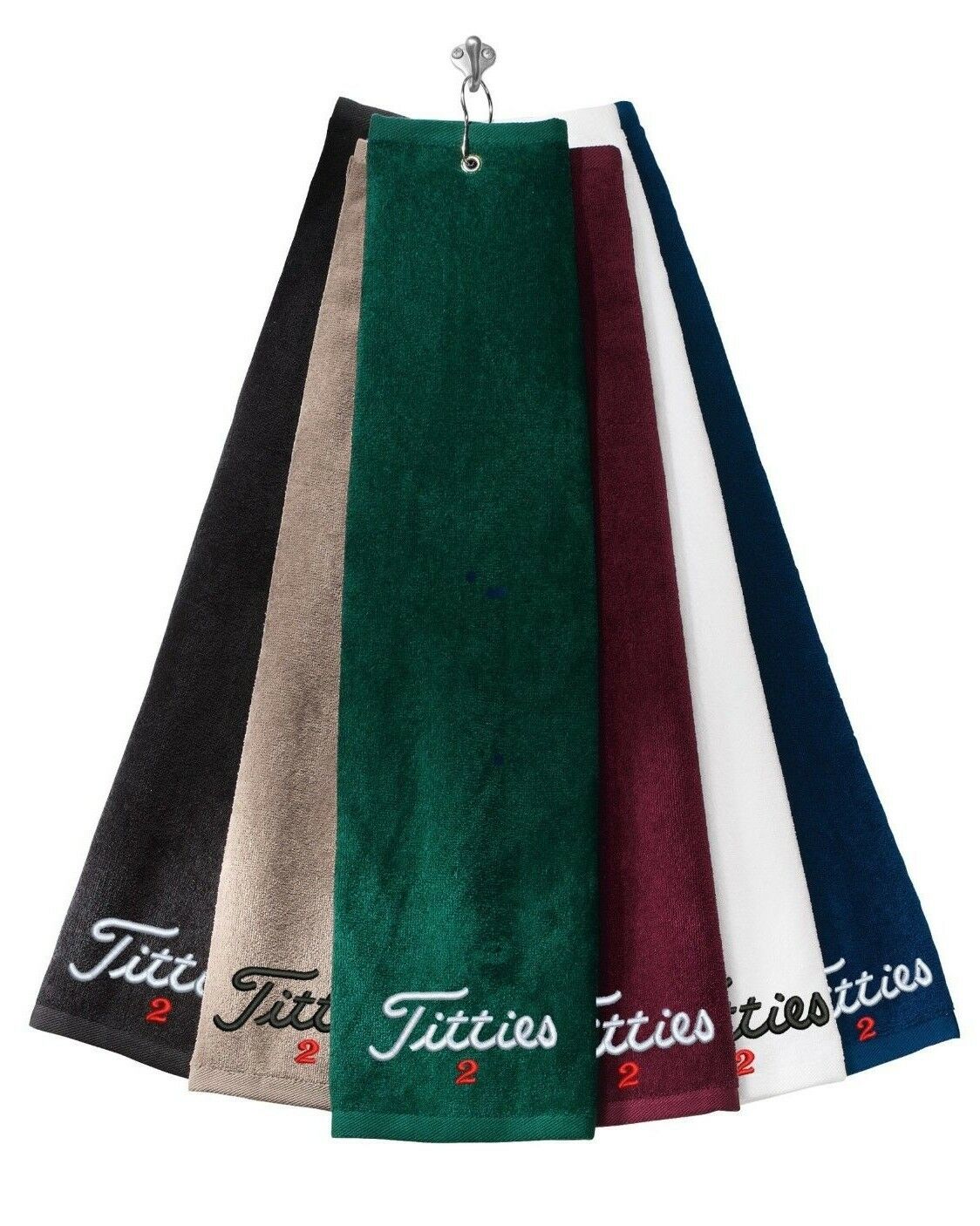 Titties 2 -golf-pga-bachelor- - Grommeted Tri-fold Golf Towel